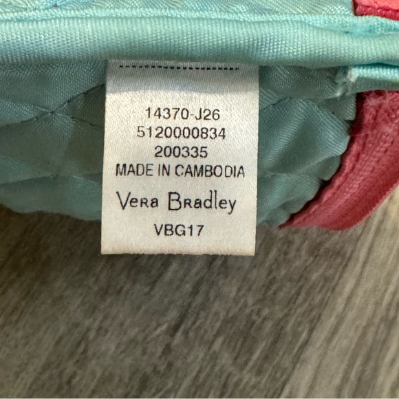 NEW VERA BRADLEY Pink & White Palm Tree Quilted Zip Coin Purse - Picture 5 of 5